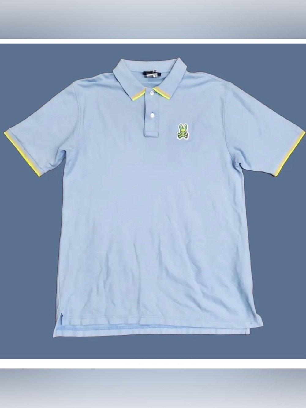 Psycho Bunny Light Blue Short Sleeve Polo 3XL (9) Blue Green Bunny Logo